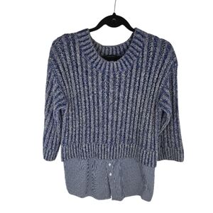 {Thakoon for Design Nation} Faux Layered Sweater In Blue - Size LARGE